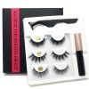 3 pairs of magnetic eyelashes, waterproof magnetic eyeliner and tweezers, magnet mink eyelashes makeup 3D false eyelashes set