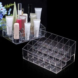Clear Acrylic 24 Grid Makeup Organizer Storage Box Lipstick Nail Polish Display Stand Holder Cosmetic Jewelry Organizer Case