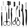 12 Pcs/Set Eyebrow Trimmer Eyebrow Razor Kit Professional Eyebrow Shaping Knife Scissors Comb For Women Makeup Accessories